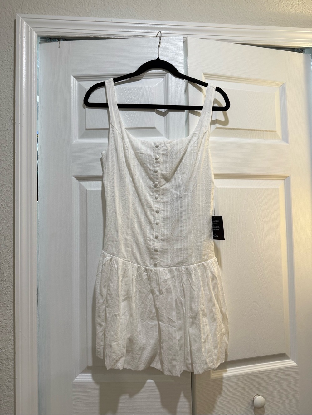 Lulu's White Square-Neck Button-Front Mini Dress - Picture 3 of 4